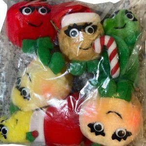 Del Monte YUMKINS Christmas Ornaments Set of 6 Fruits & Vegetables 1991